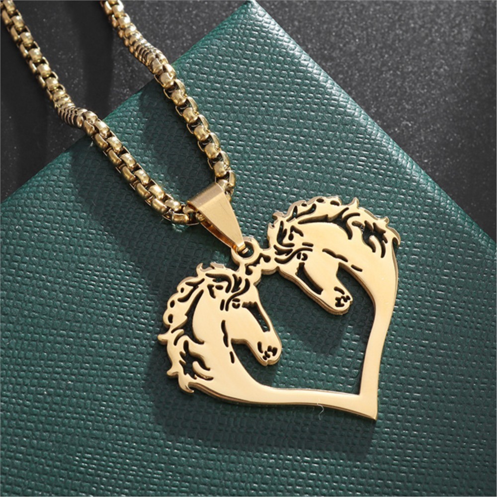 Men Accessories Neck Chain - Хип-хоп выдолбленные лошади кулон ожерелье для