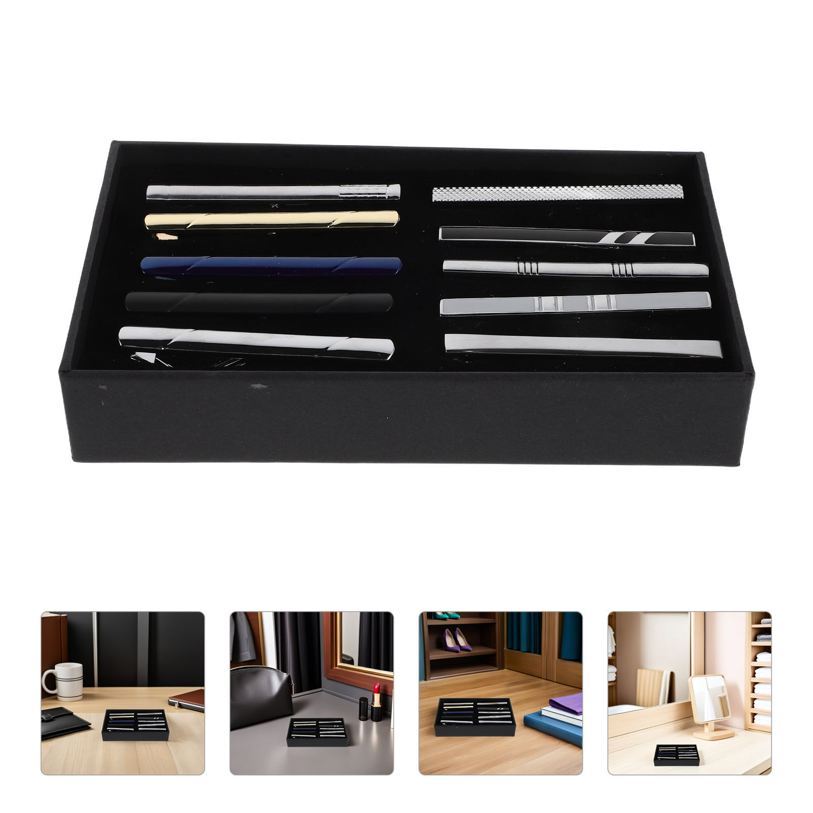 Neck Tie Set Box - Набор из 10 элегантных металлических зажимов