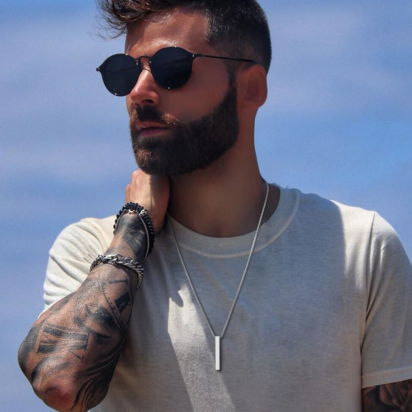 Ожерелье Vnox 5 мм с колонной  – обзор и цена Men Accessories Neck Chain